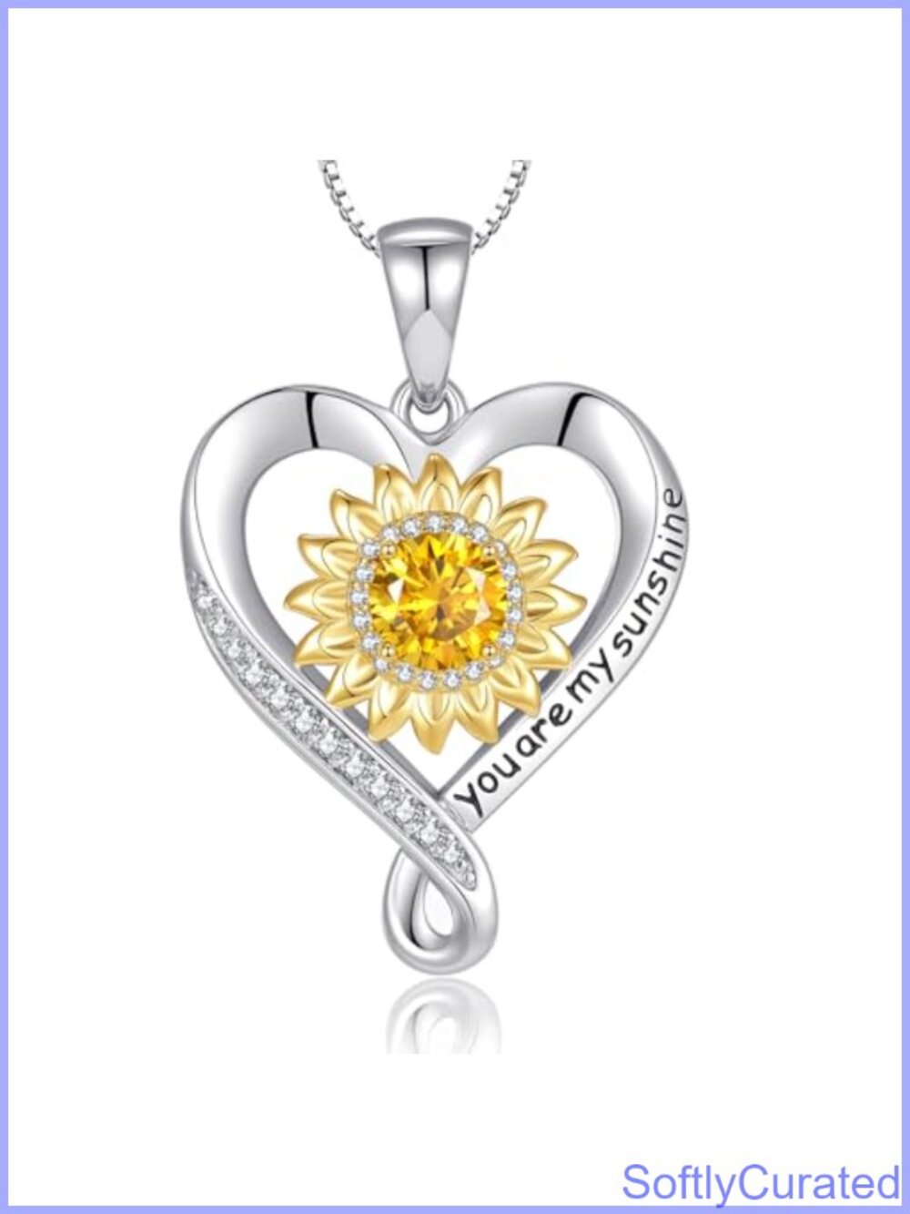 Moissanite Sunflower Sterling Silver Necklace Infinity Pendant